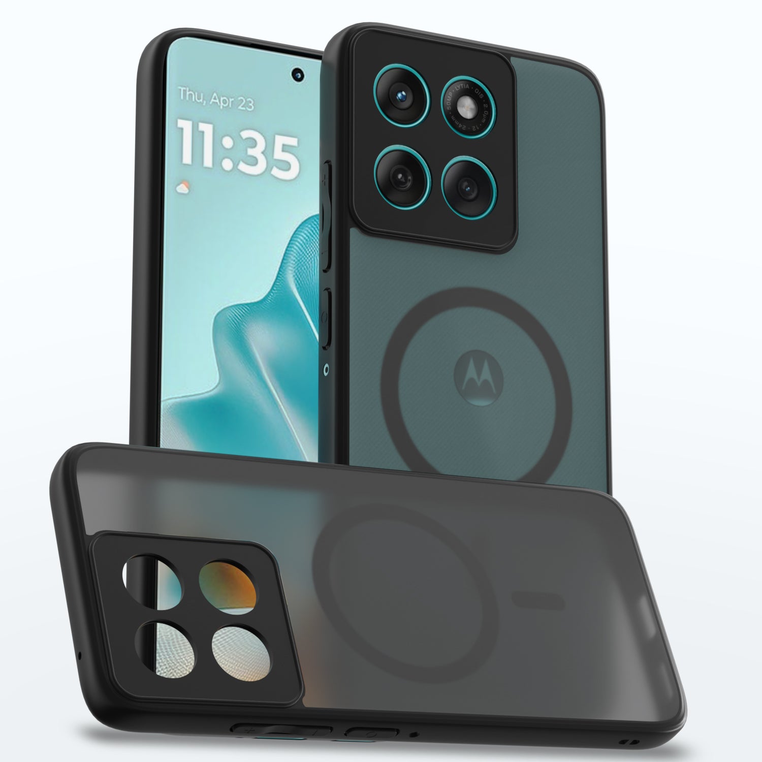 Pikkme Motorola Moto Edge 60 5G / Motorola Moto Edge 60 Fusion 5G Eagle 2 Mag-Safe Smoke Shockproof Hard Transparent Back Cover  - Black