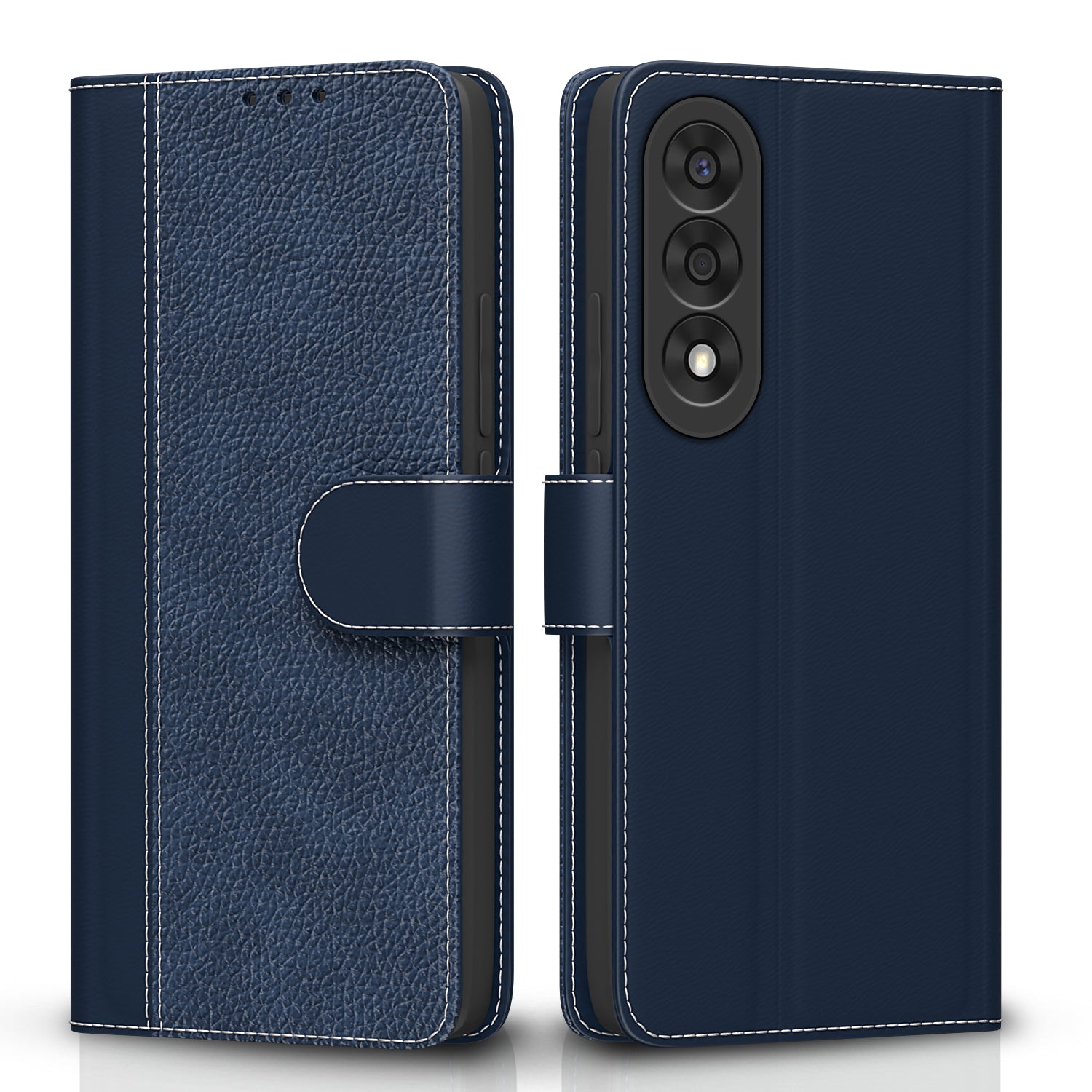 Pikkme OnePlus Nord 5 5G Dual-Tone PU Leather Finish Magnetic Flip Cover (Navy Blue)