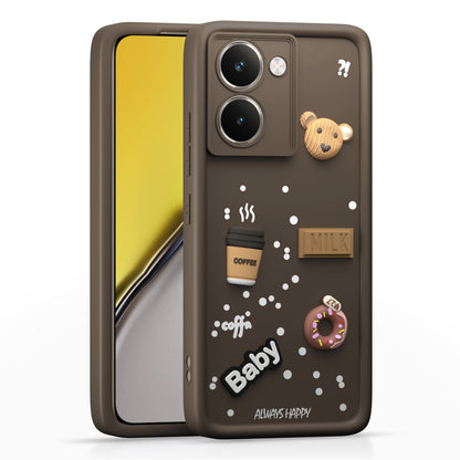 Pikkme Realme P3 Ultra 5G Cute Fun Cartoon 3D Bear Coffee Back Cover (Brown)