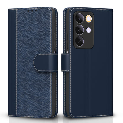 Pikkme Realme C85 5G Double Contrast Leather Finish Flip Cover  - Blue