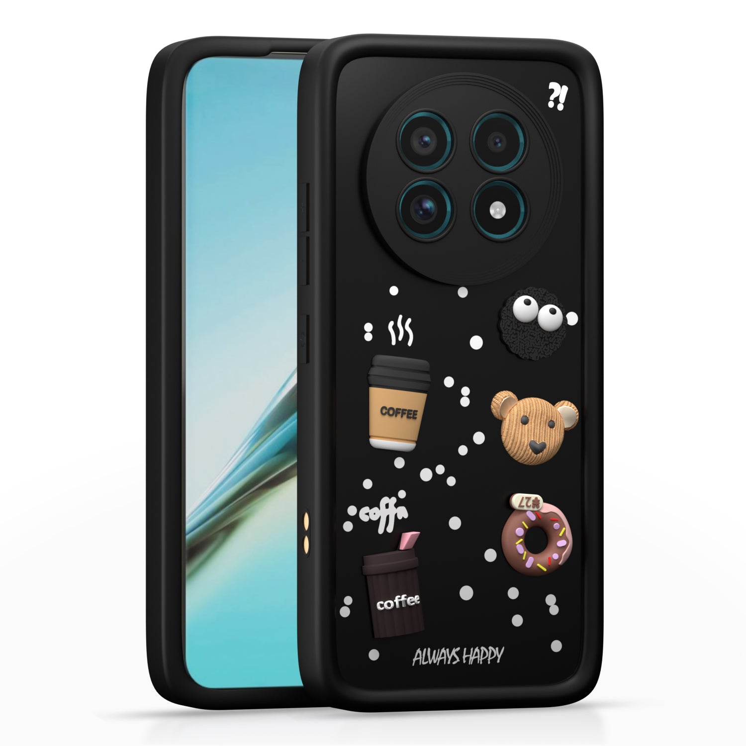 Pikkme Realme 13 Pro / 13 Pro Plus 5G Cute Fun Cartoon 3D Bear Coffee Back Cover (Black)