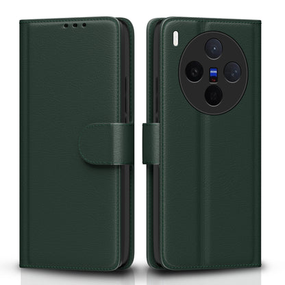 Pikkme Vivo X300 5G Premium Leather Finish Vintage Flip Cover  - Green
