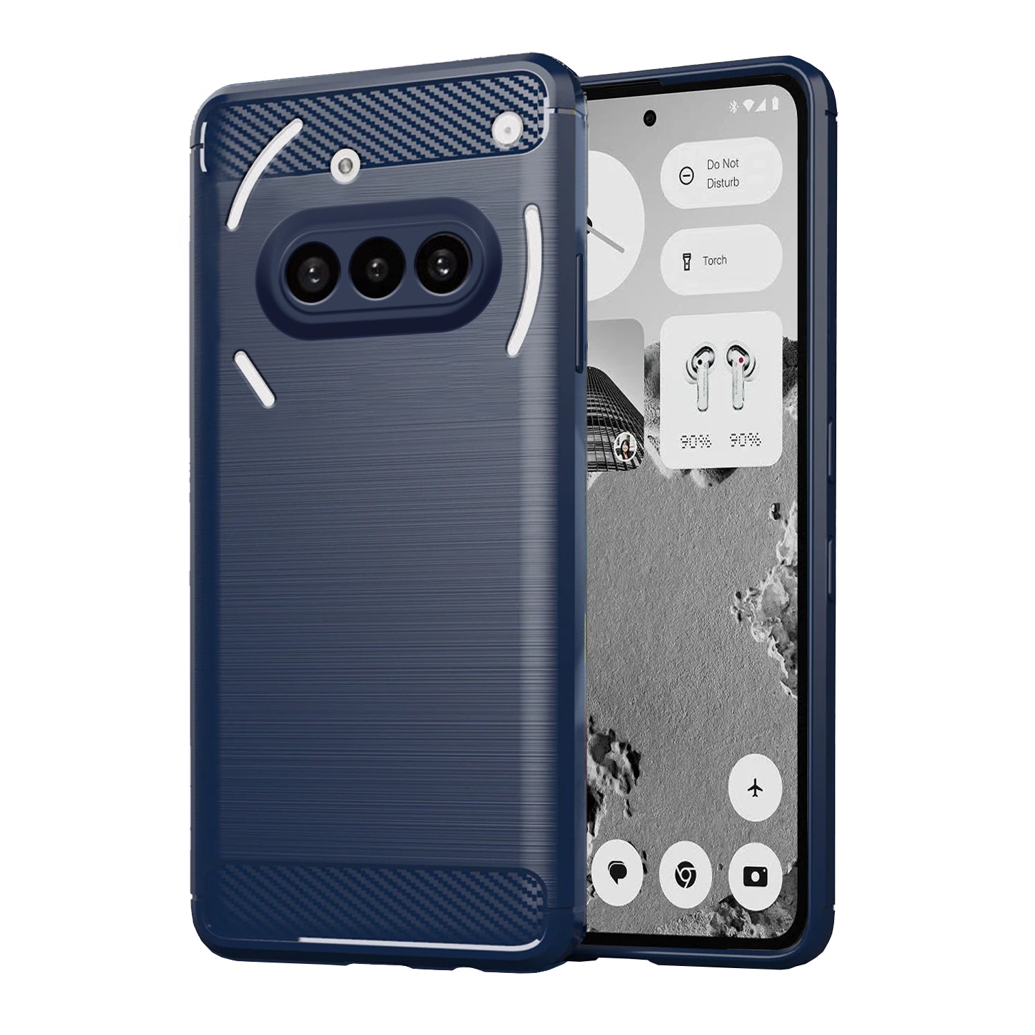 Pikkme Nothing Phone 3a 5G  Hybrid Carbon Fiber Back Cover  - Blue