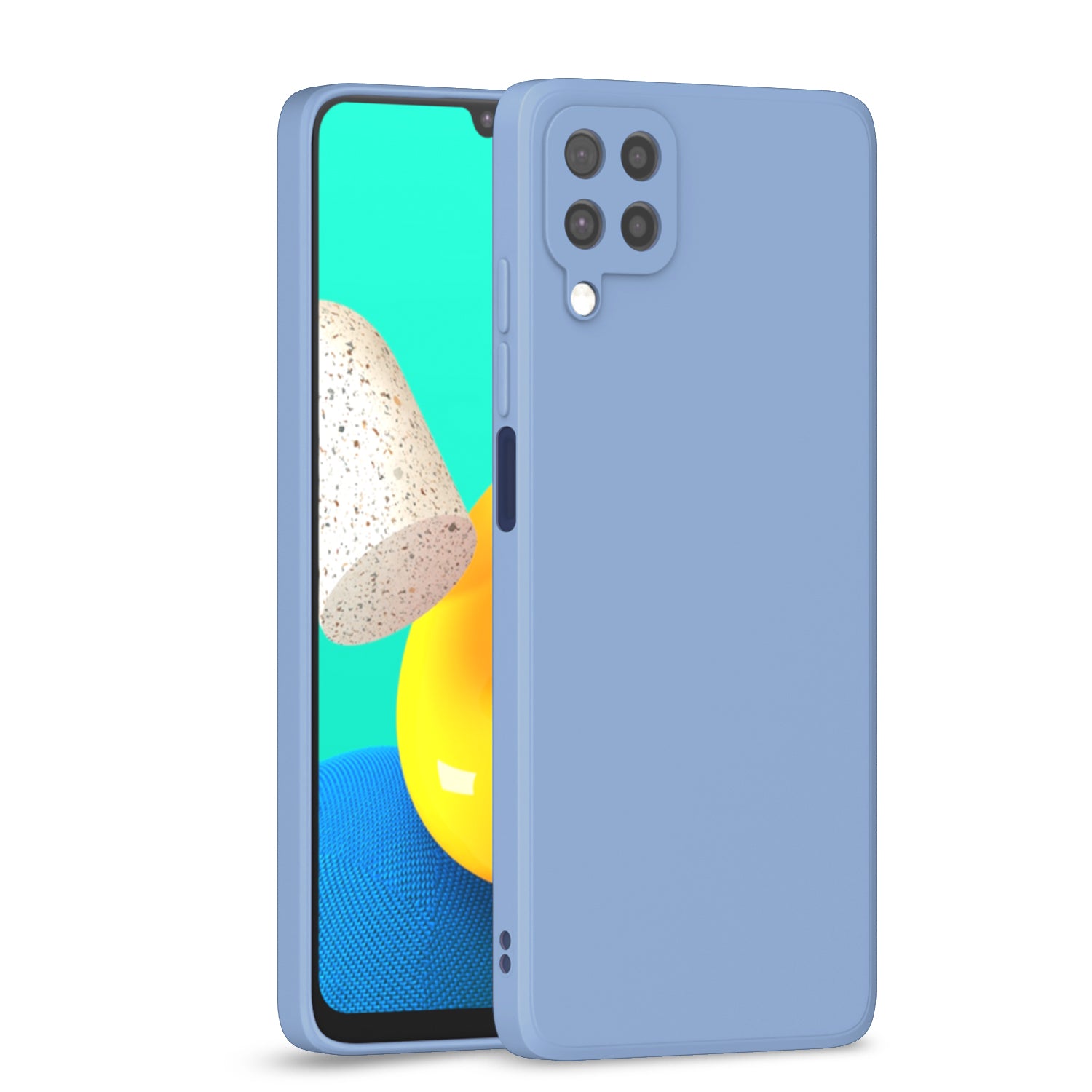 Pikkme Samsung Galaxy M32 4G / M32 Prime / F22 4G Soft Matte Liquid Silicone Back Cover - Aqua Blue