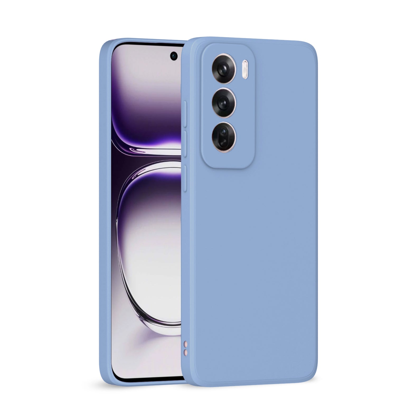 Pikkme Oppo Reno 12 Pro 5G Soft Matte Liquid Silicone Back Cover - Aqua Blue