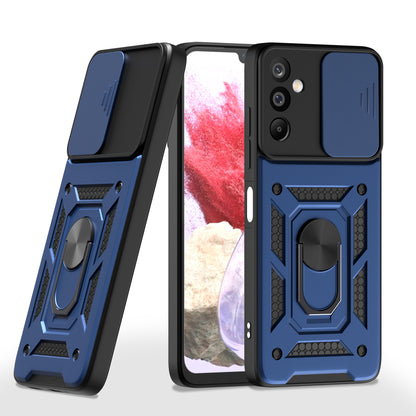 Pikkme Samsung Galaxy M16 5G Sliding Camera Shield & Stand D10 Tough Armor Back Cover  - Blue