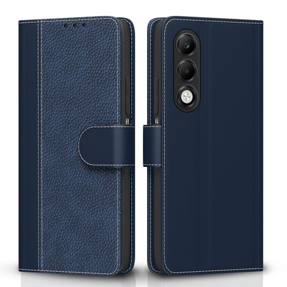 Pikkme Oppo K13x 5G Double Contrast Leather Finish Flip Cover (Blue)