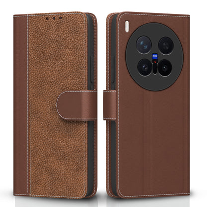 Pikkme Vivo X300 Pro 5G Double Contrast Leather Finish Flip Cover  - Tan