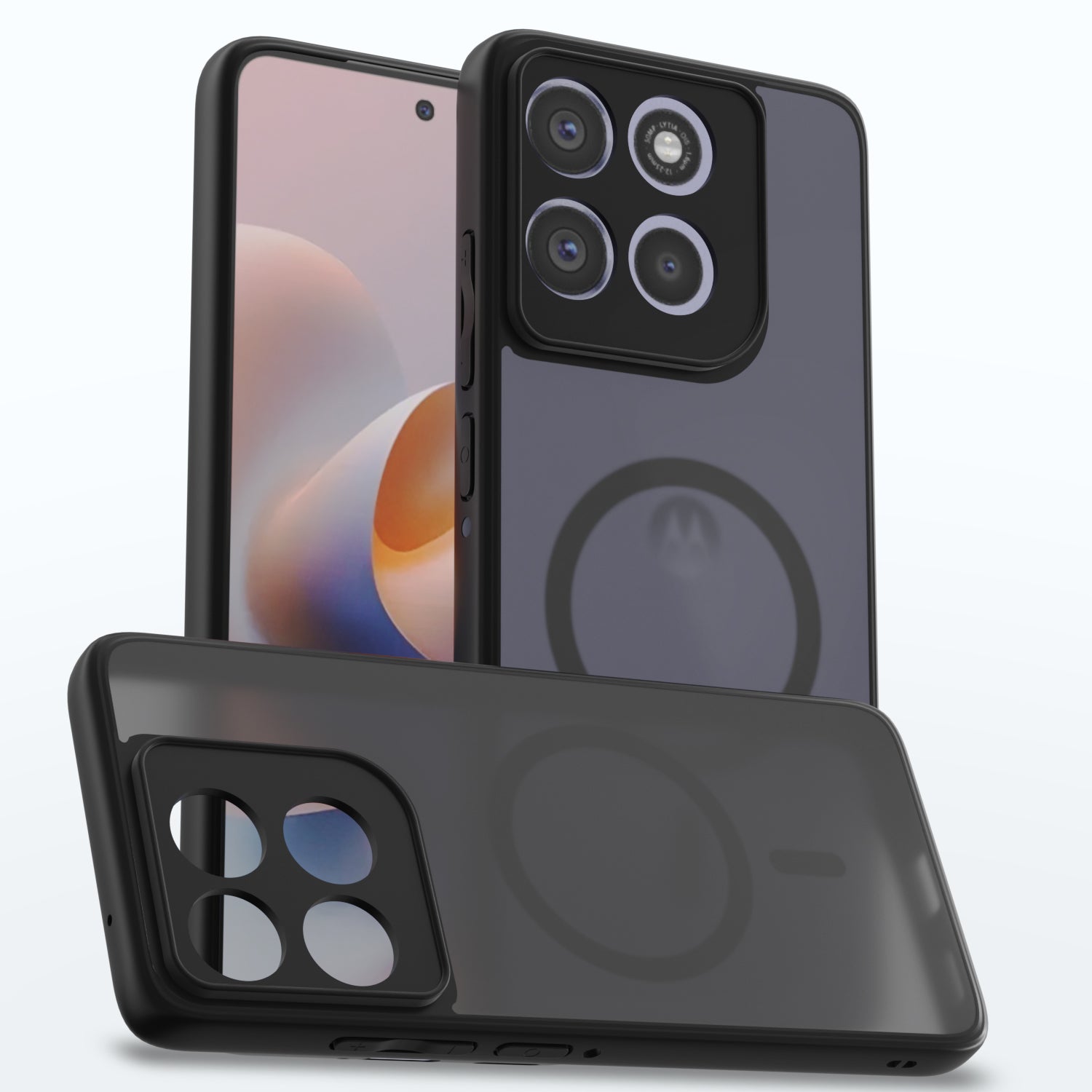 Pikkme Motorola Moto G86 Power 5G Eagle 2 Mag-Safe Smoke Shockproof Hard Transparent Back Cover  - Black