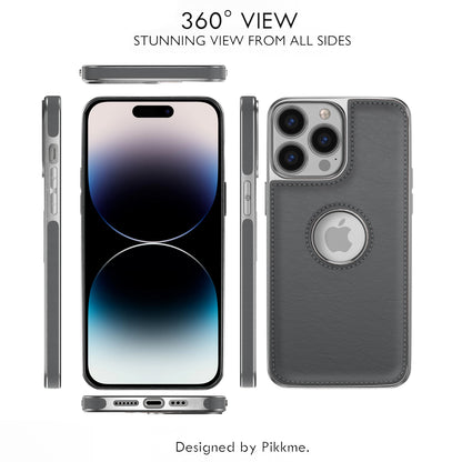 Pikkme iPhone 14 Pro Silver Electroplated Chrome Leather Back Cover (Gray)