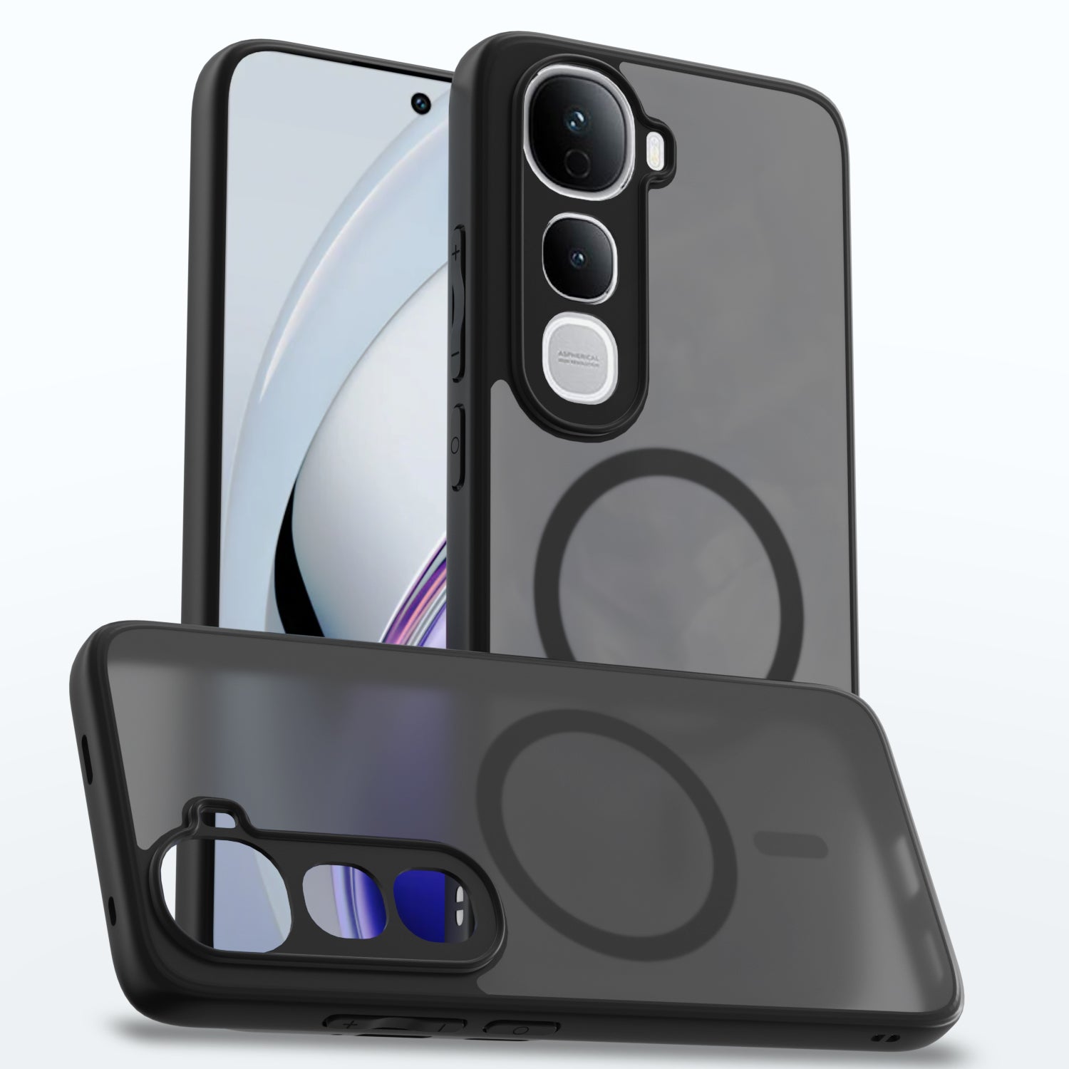 Pikkme Vivo Y400 5G Eagle 2 Mag-Safe Smoke Shockproof Hard Transparent Back Cover  - Black