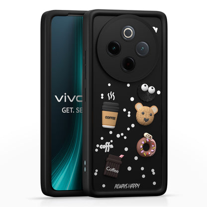 Pikkme Vivo T4 5G / iQoo Z10 5G Cute Fun Cartoon 3D Bear Coffee Back Cover (Black)
