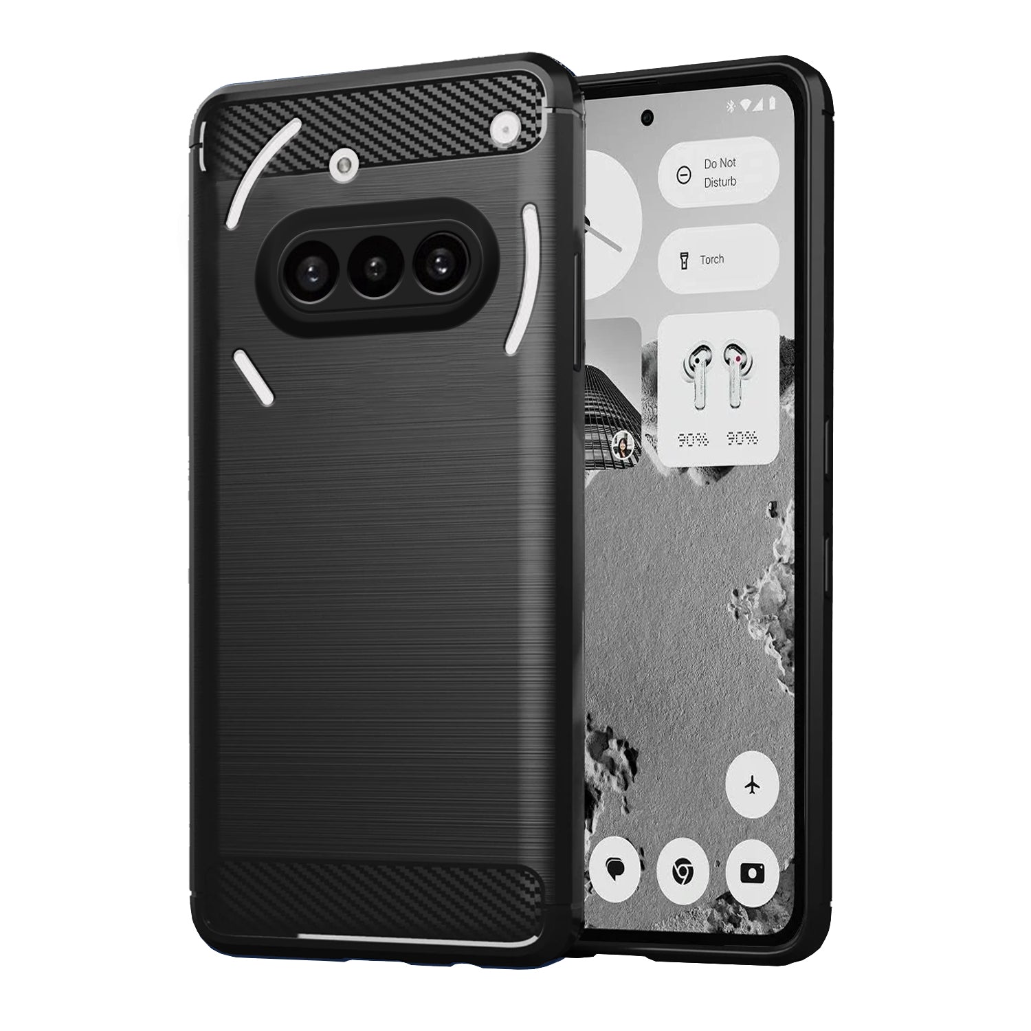 Pikkme Nothing Phone 3a 5G  Hybrid Carbon Fiber Back Cover  - Black