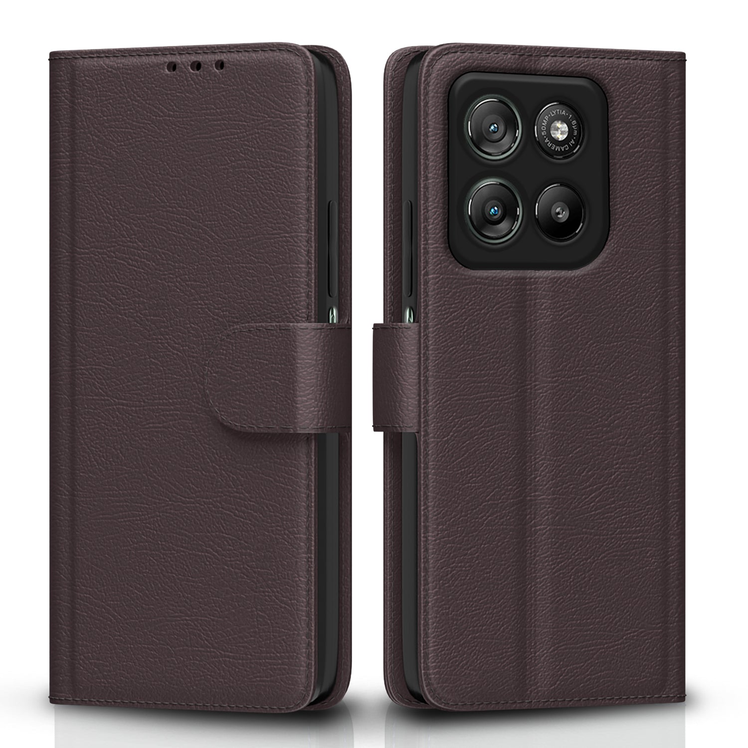 Pikkme Motorola Moto G67 Power 5G / G57 Power 5G Premium Leather Finish Vintage Flip Cover  - Coffee