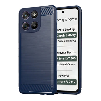Pikkme Motorola Moto G67 Power 5G / G57 Power 5G Hybrid Carbon Fiber Back Cover  - Blue