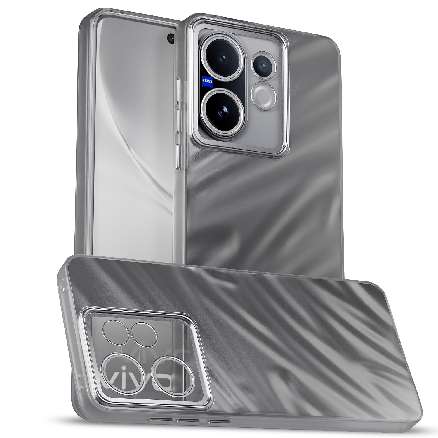 Pikkme Vivo V60 5G / Vivo T4 Pro 5G Swirl Design Silver Forest Back Cover   - Silver