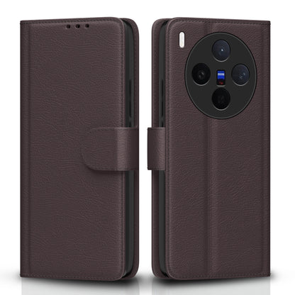Pikkme Vivo X300 5G Premium Leather Finish Vintage Flip Cover  - Coffee