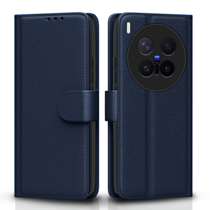 Pikkme Vivo X300 Pro 5G Premium Leather Finish Vintage Flip Cover  - Blue