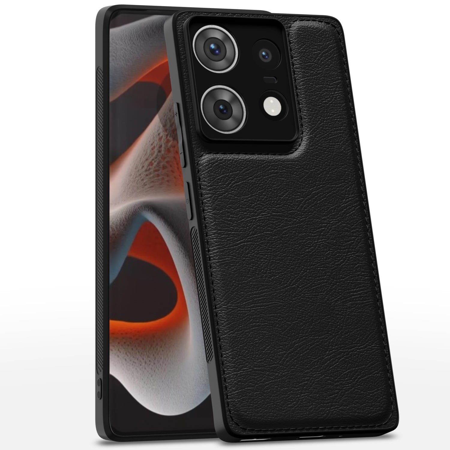 Moto Edge 50 Pro 5G LeatherBack Back Cover – Black