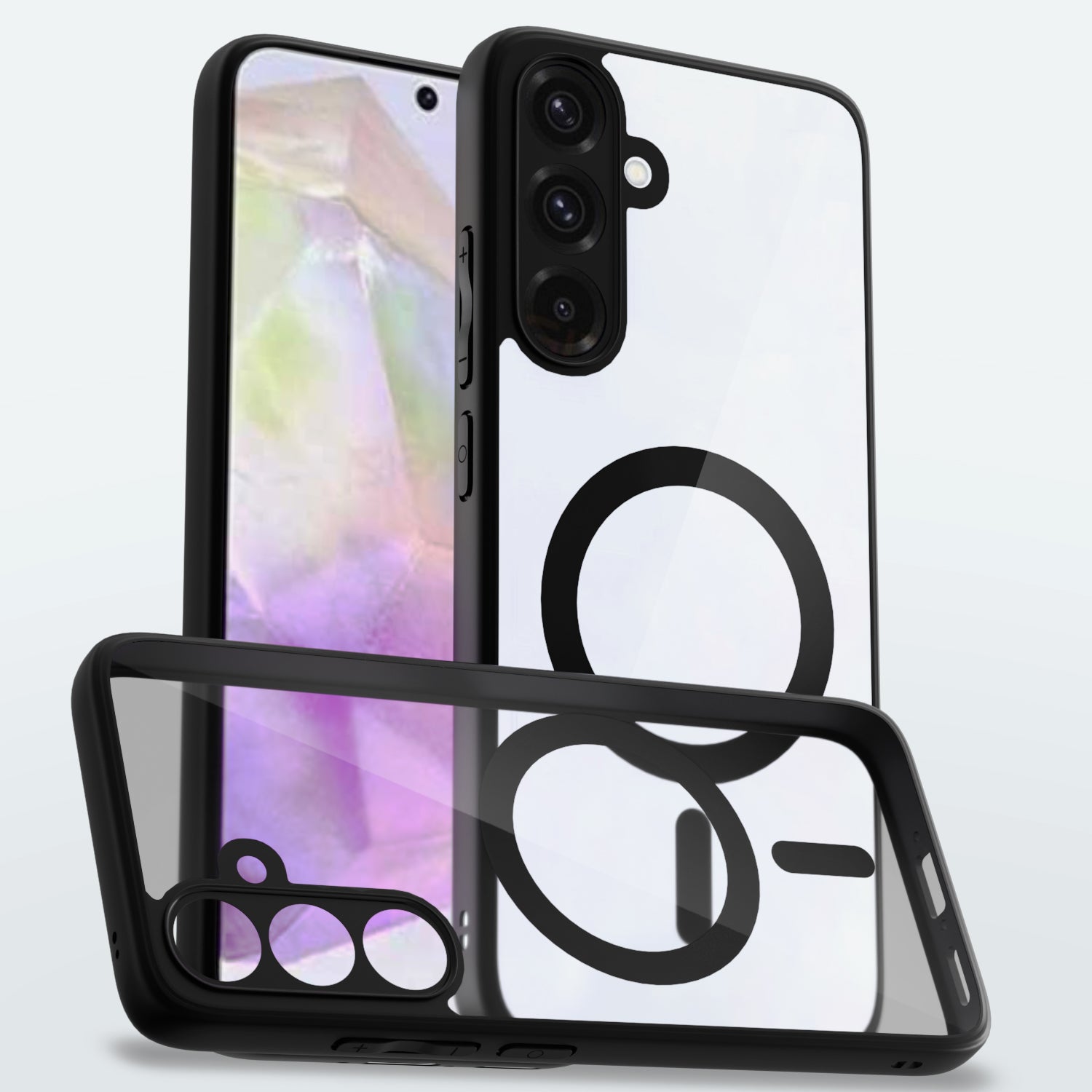 Pikkme Samsung Galaxy A36 5G Eagle 2 Mag-Safe Shockproof Hard Transparent Back Cover  - Black