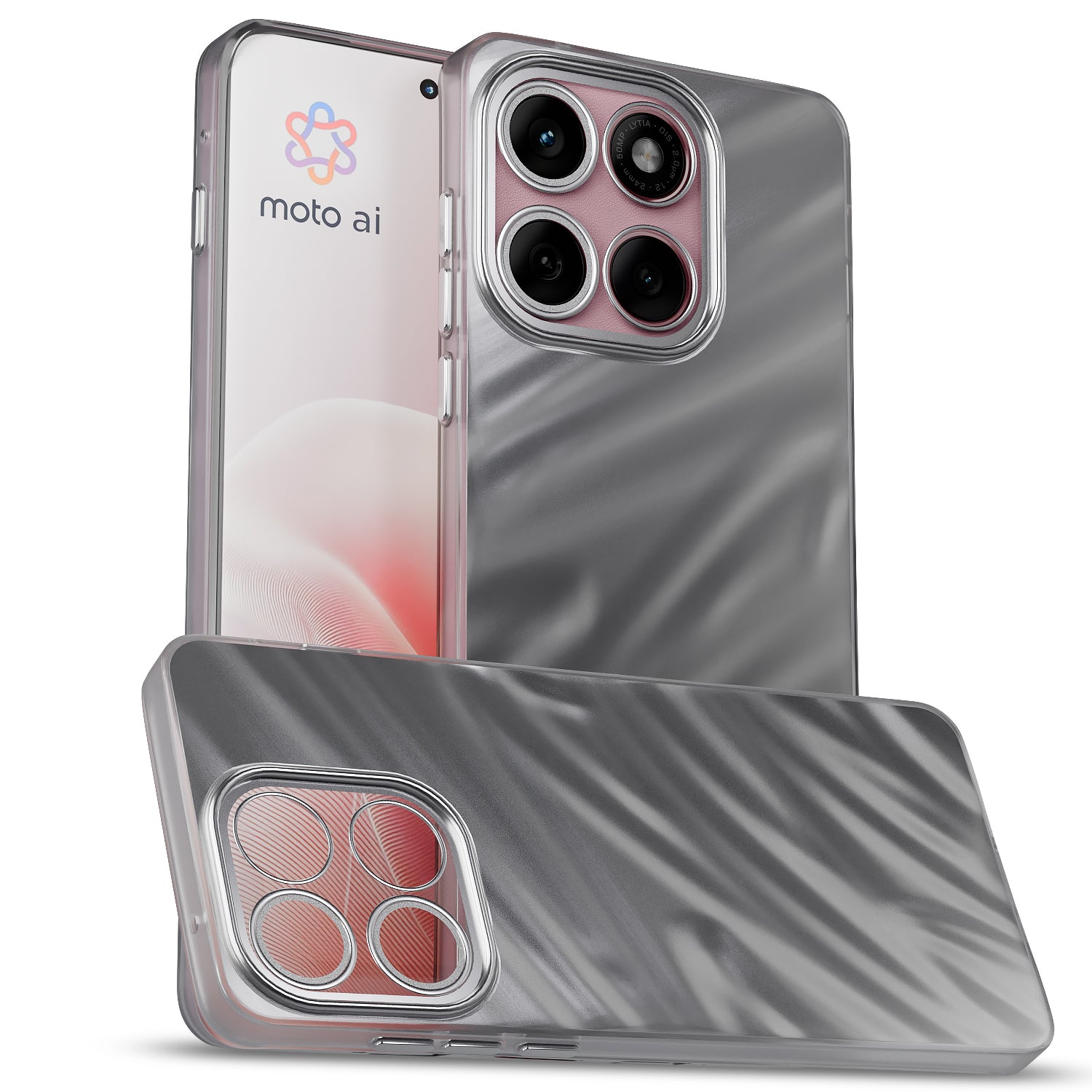 Pikkme Motorola Moto Edge 60 5G / Motorola Moto Edge 60 Fusion 5G Swirl Design Silver Forest Back Cover   - Silver