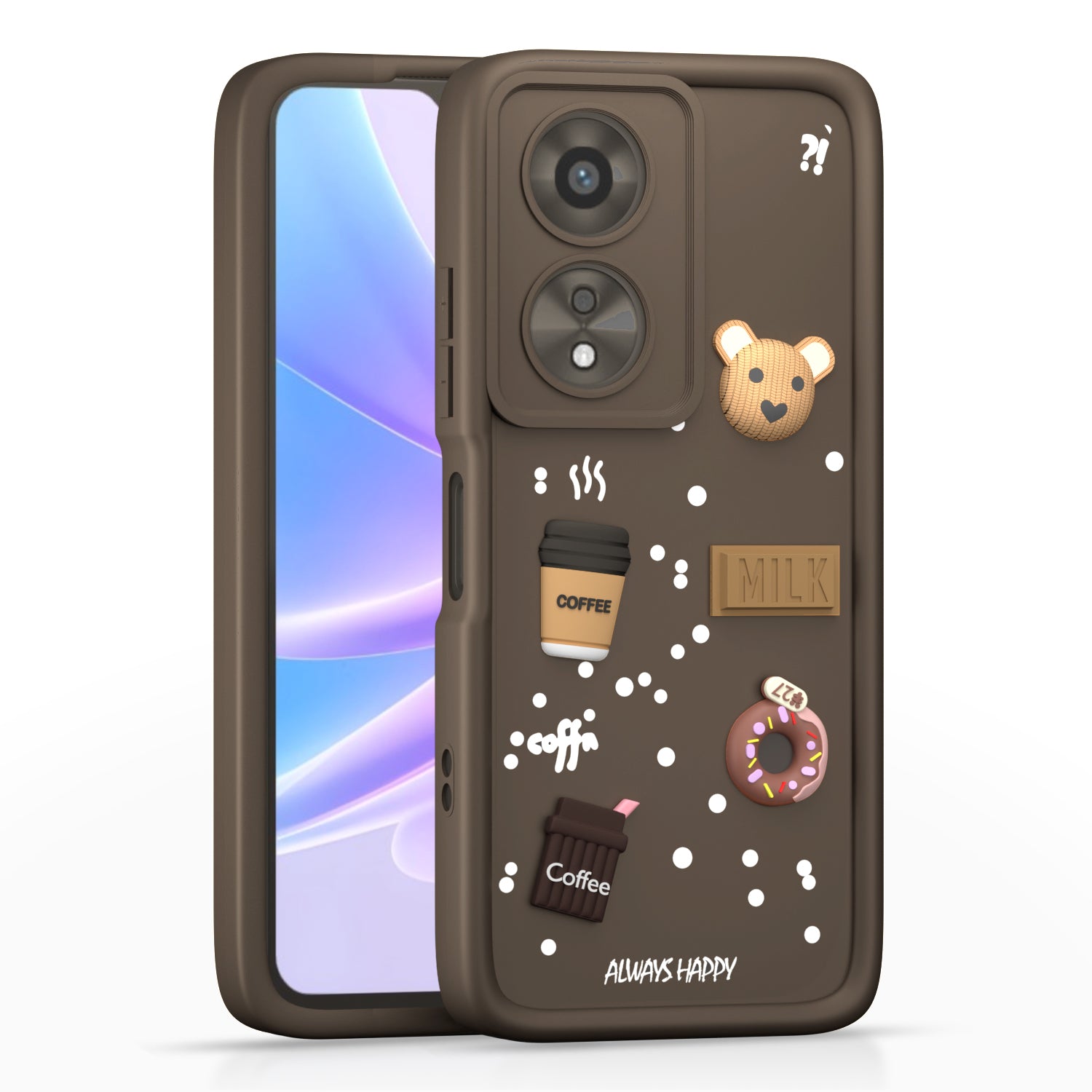 PIkkme Oppo A38 4G / Oppo A18 4G Cute Fun Cartoon 3D Bear Coffee Back Cover (Brown)