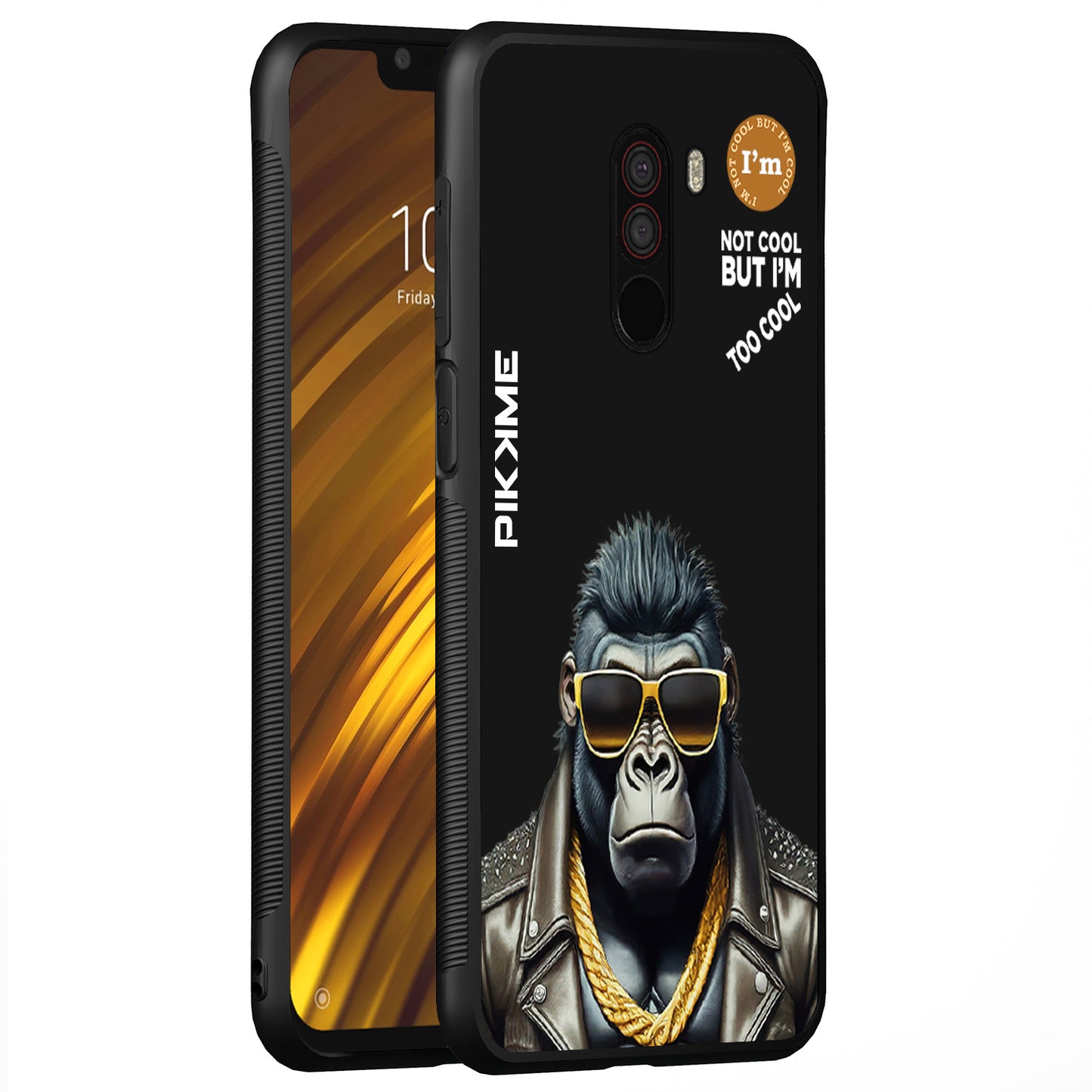 Pikkme Back Cover Pc Tpu + Printed Cool Funky Stylish Black Gorilla Swag Raised Edges Camera Protection |Bumper Case For Poco F1 (Design 07)