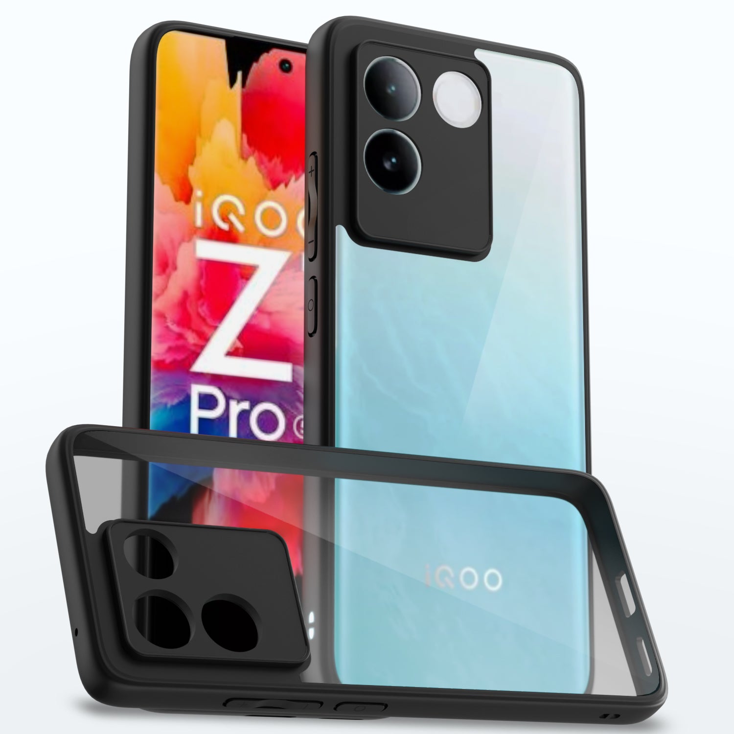 Pikkme iQOO Z7 Pro 5G / Vivo T2 Pro 5G Eagle 2 Shockproof Crystal Clear Sleek Hybrid Armor Back cover  - Black
