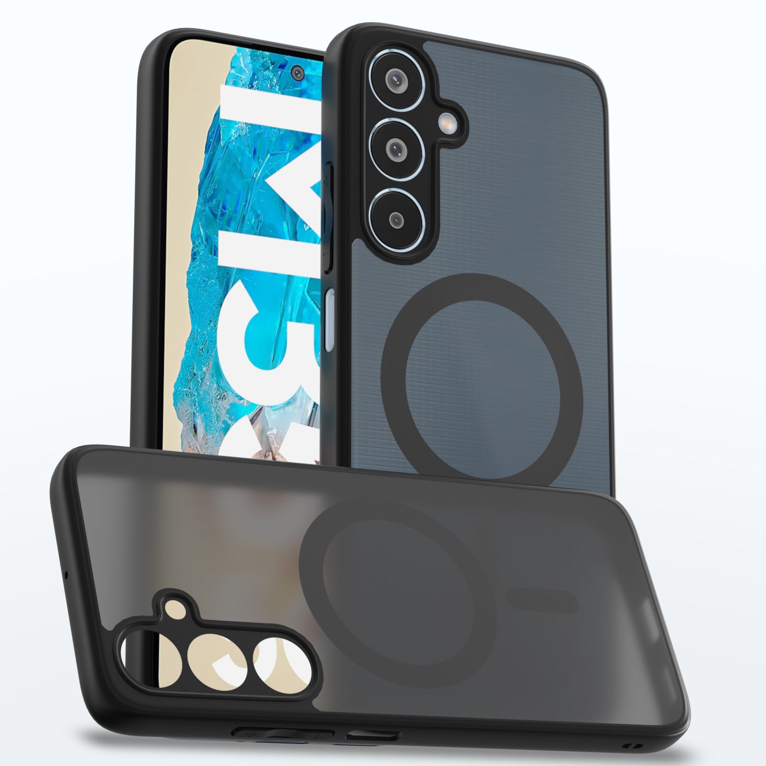 Pikkme Samsung Galaxy A35 5G Eagle 2 Mag-Safe Smoke Shockproof Hard Transparent Back Cover  - Black