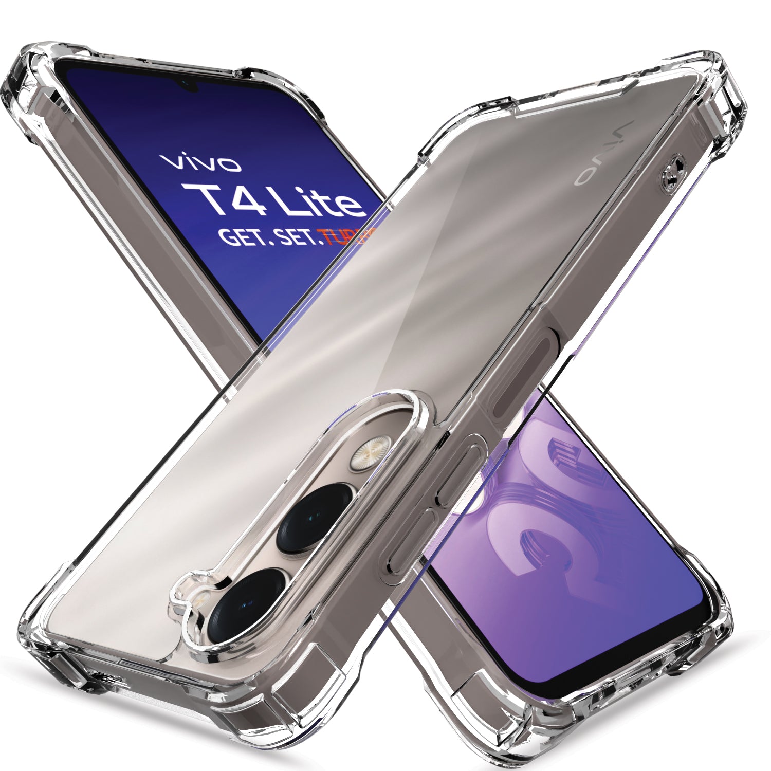Pikkme Vivo T4 lite 5G / IQOO Z10 lite 5G / Vivo Y04 4G / Vivo Y19 5G PC + TPU Crystal Clear Transparent Back Cover (Transparent)