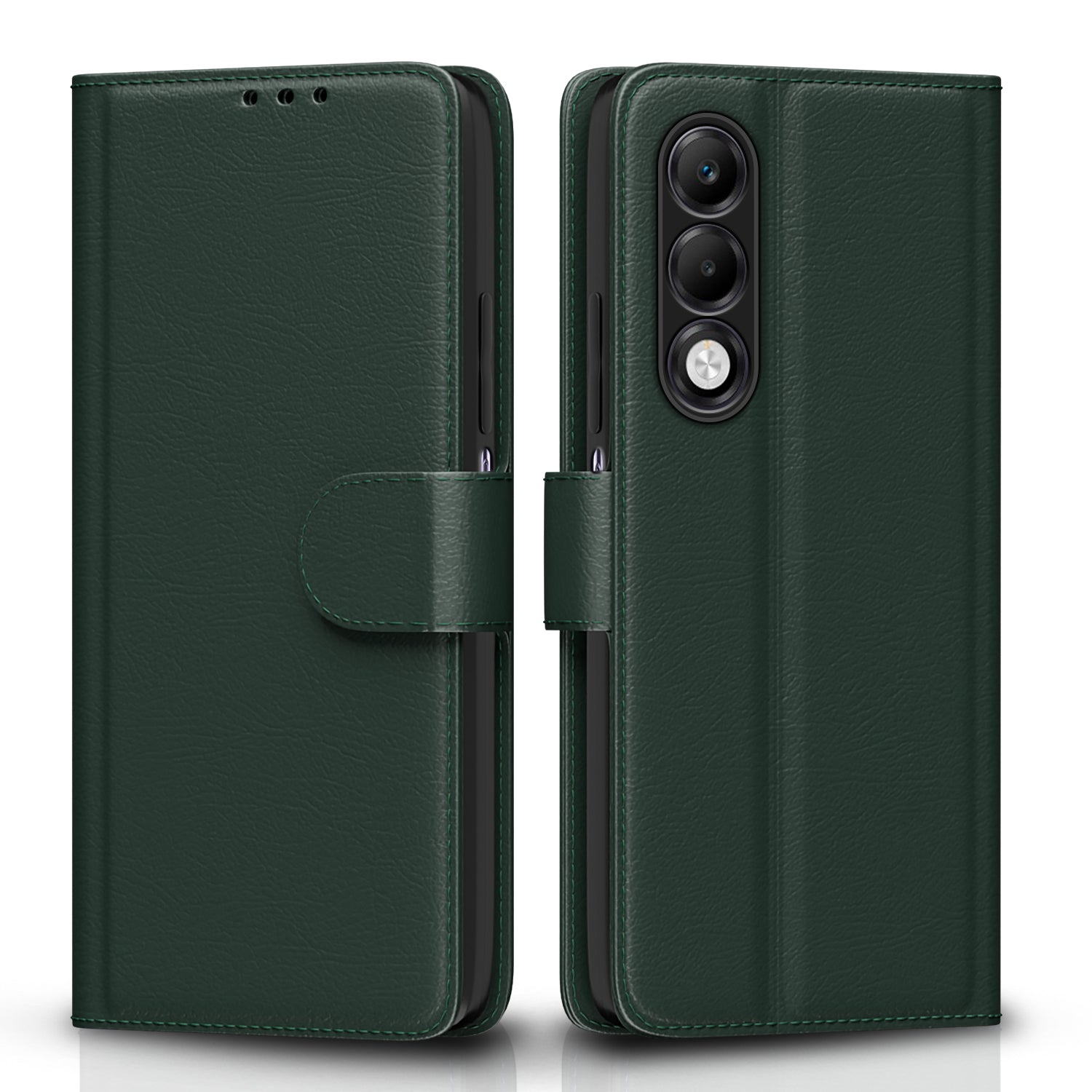 Pikkme Oppo K13x 5G Premium Leather Finish Vintage Flip Cover (Green)