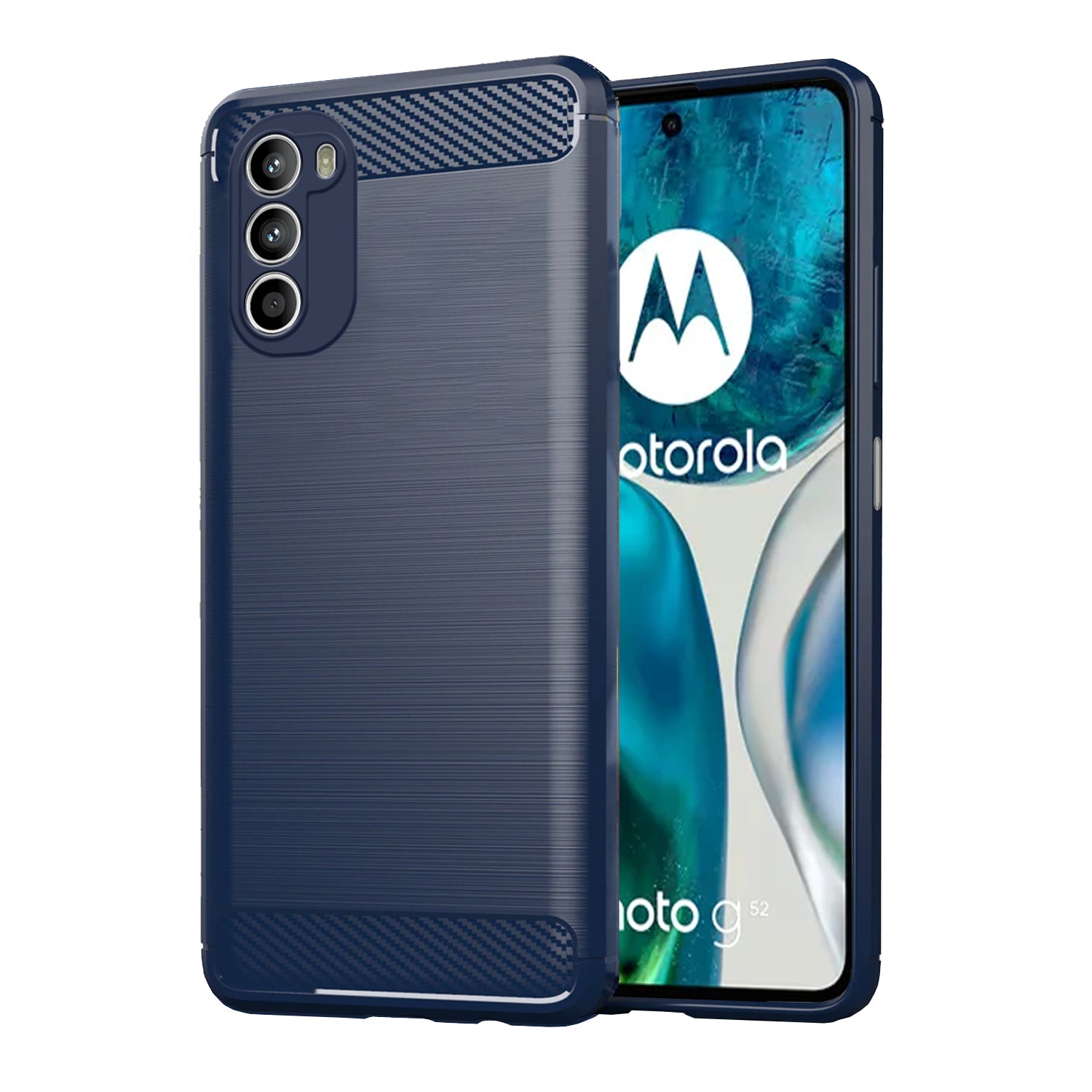 Pikkme Moto G52 / G82 5G  Hybrid Carbon Fiber Back Cover  - Blue