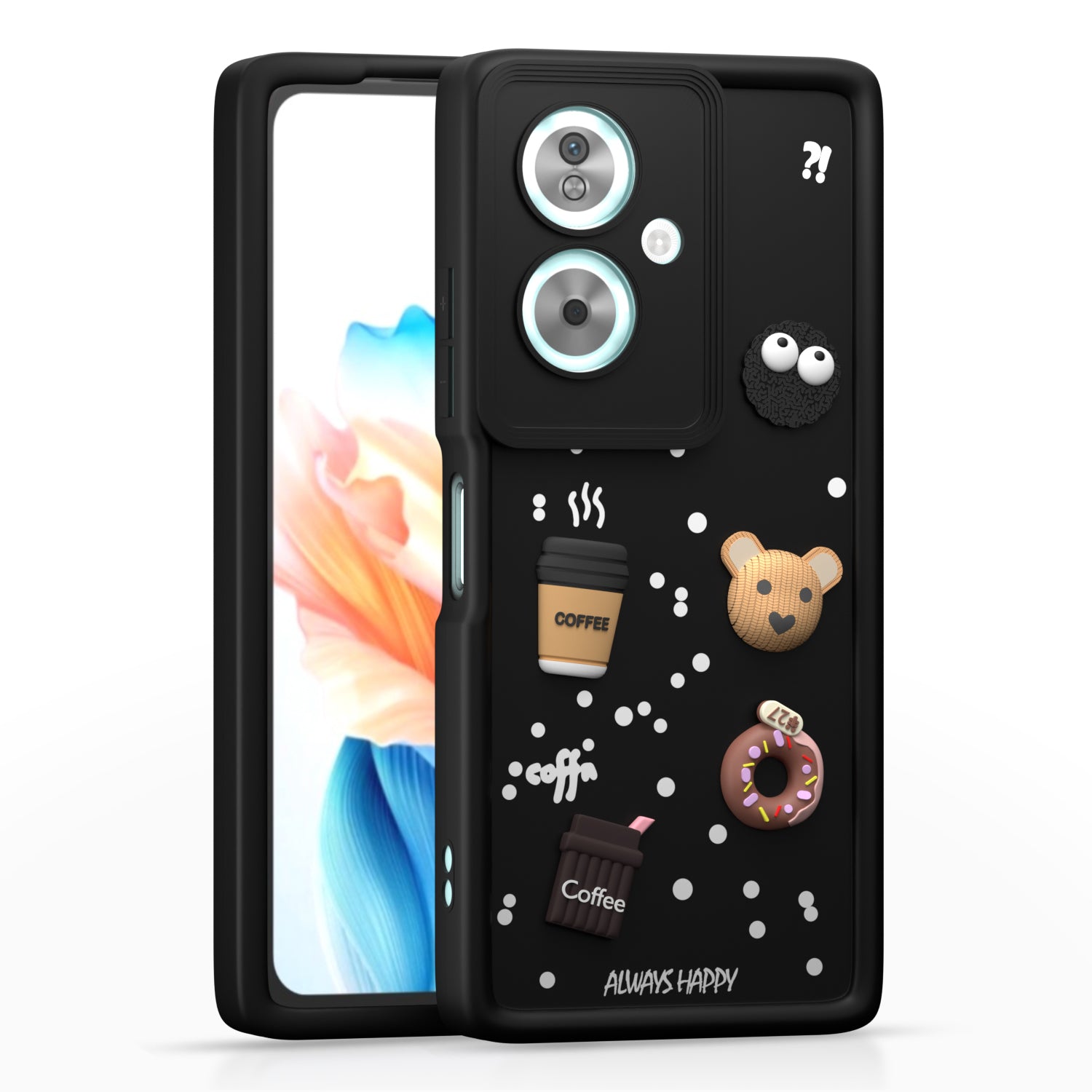 Pikkme Oppo A79 5G Cute Fun Cartoon 3D Bear Coffee Back Cover (Black)