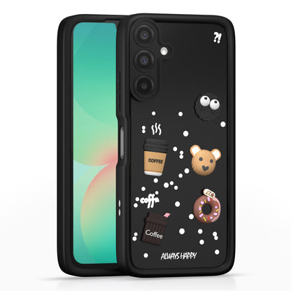 Pikkme Samsung Galaxy A26 5G Cute Fun Cartoon 3D Bear Coffee Back Cover (Black)