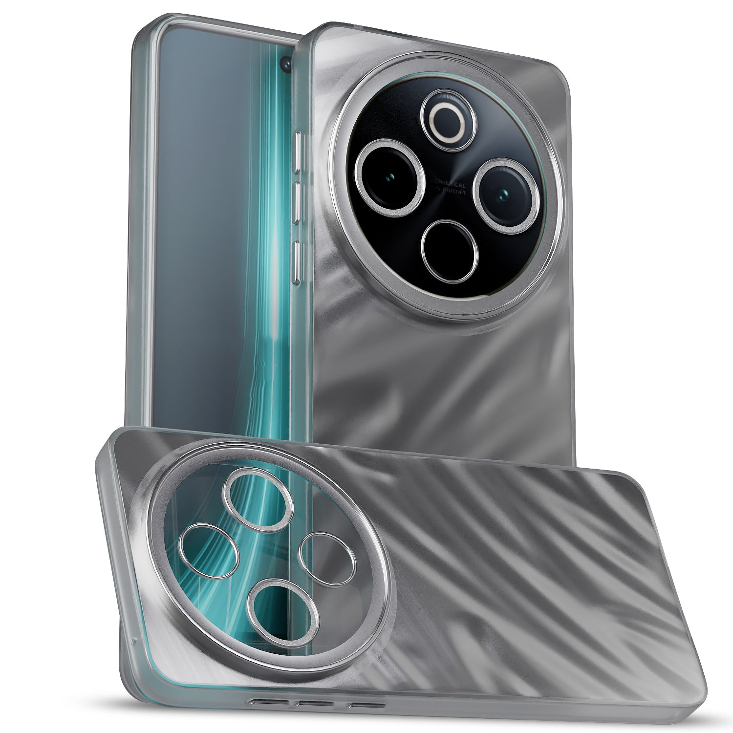 Pikkme Vivo Y300 Pro 5G Swirl Design Silver Forest Back Cover   - Silver