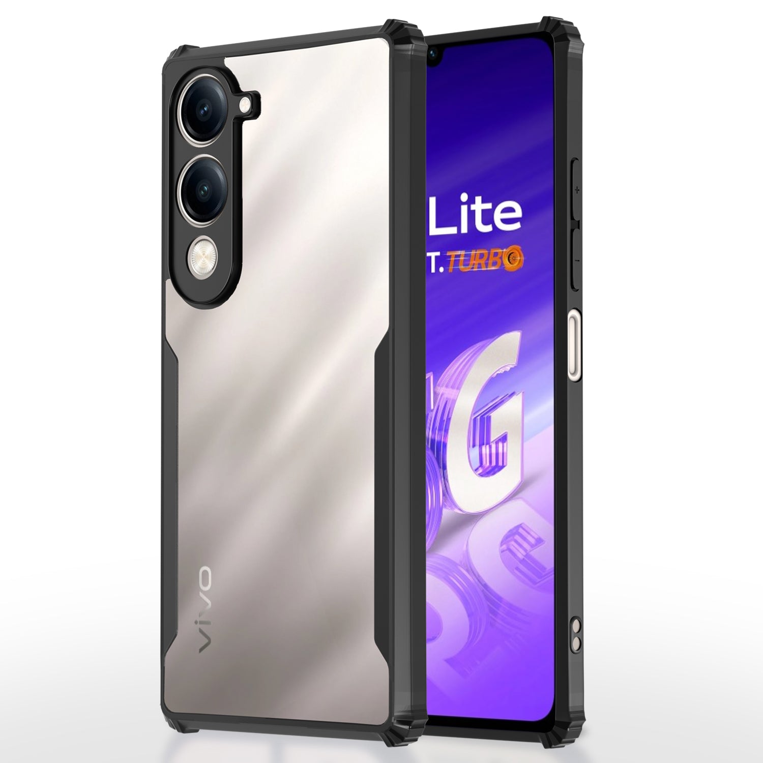 Pikkme Vivo T4 lite 5G / IQOO Z10 lite 5G / Vivo Y04 4G / Vivo Y19 5G Shockproof Eagle Clear Transparent Back Cover (Black)