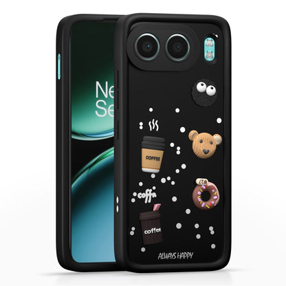 Pikkme OnePlus Nord 4 5G Cute Fun Cartoon 3D Bear Coffee Back Cover (Black)