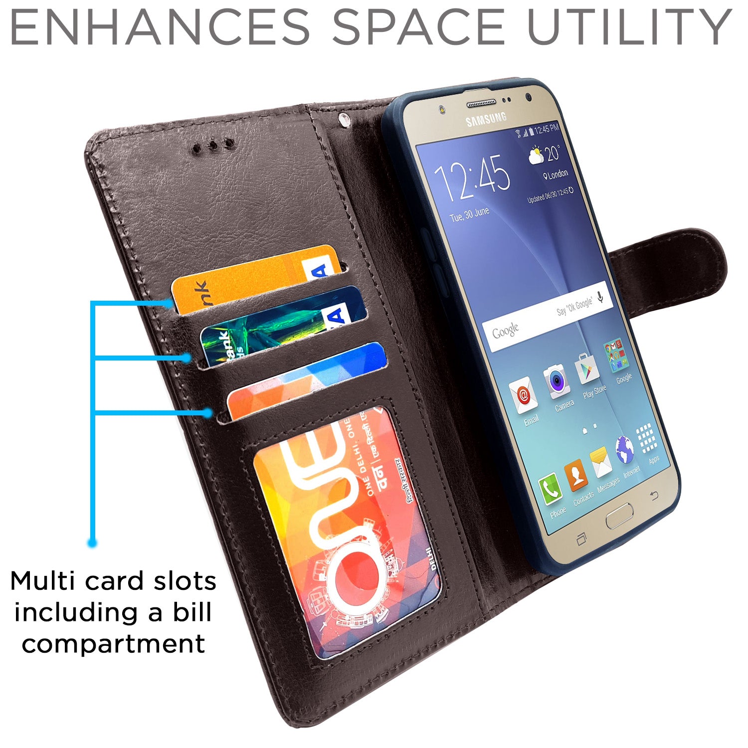 Pikkme Samsung Galaxy J7 2015 / J7 / J7 Nxt Vintage Flip Cover (Coffee)