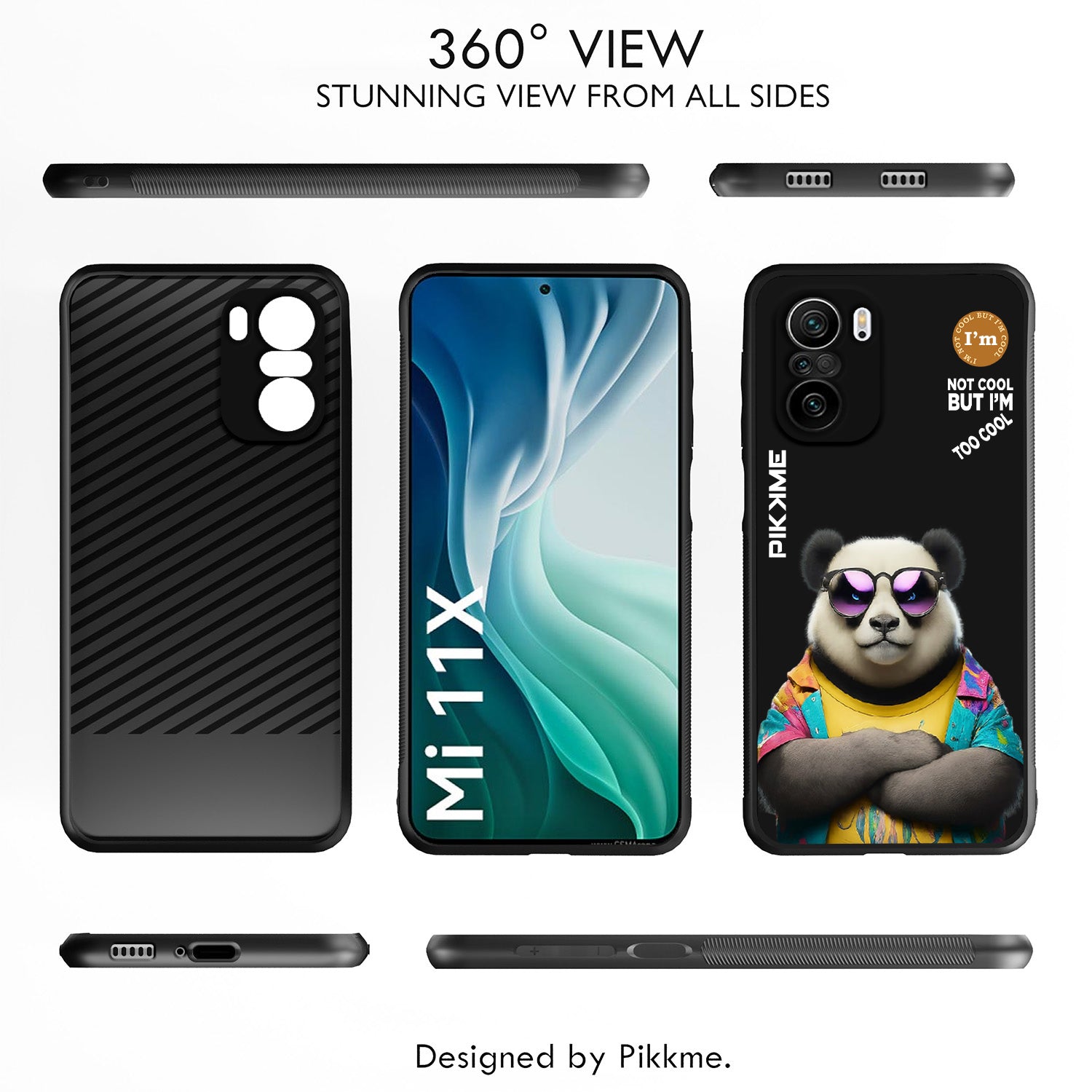 Pikkme Back Cover Pc Tpu + Printed Cool Funky Stylish Black Panda Swag Raised Edges Camera Protection |Bumper Case For Xiaomi 11X (Design 05)