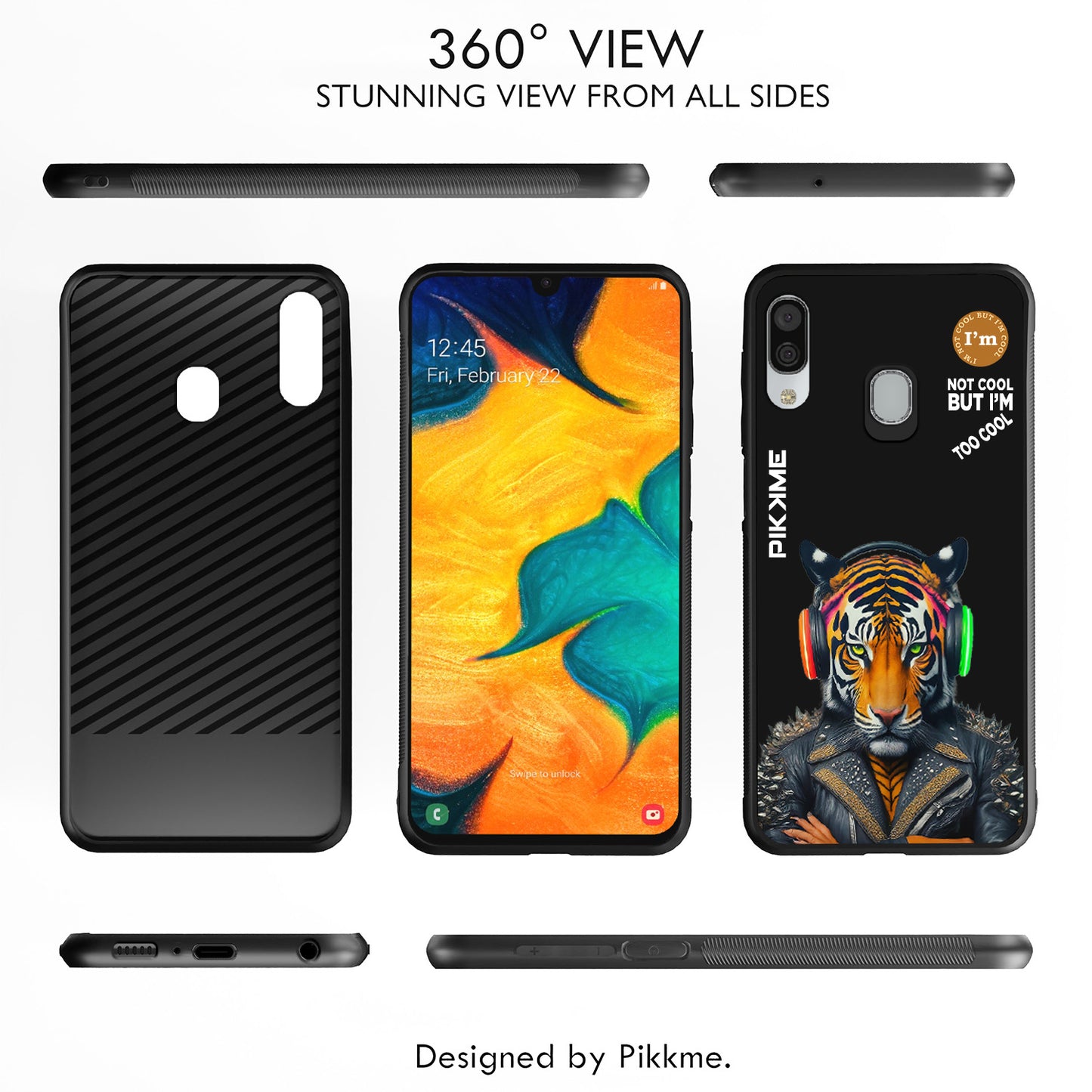 Pikkme Back Cover Pc Tpu + Printed Cool Funky Stylish Black Tiger Swag Raised Edges Camera Protection |Bumper Case For Samsung Galaxy A30 (Design 06)