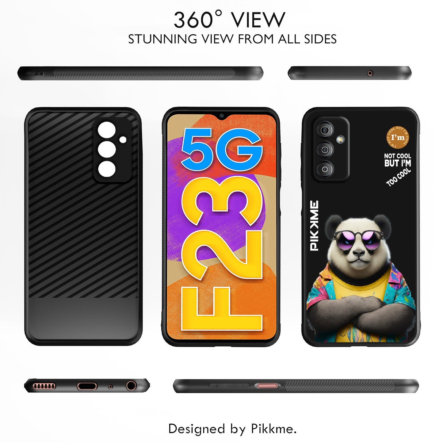 Pikkme Back Cover Pc Tpu + Printed Cool Funky Stylish Black Panda Swag Raised Edges Camera Protection |Bumper Case For Samsung Galaxy M13 (Design 05)