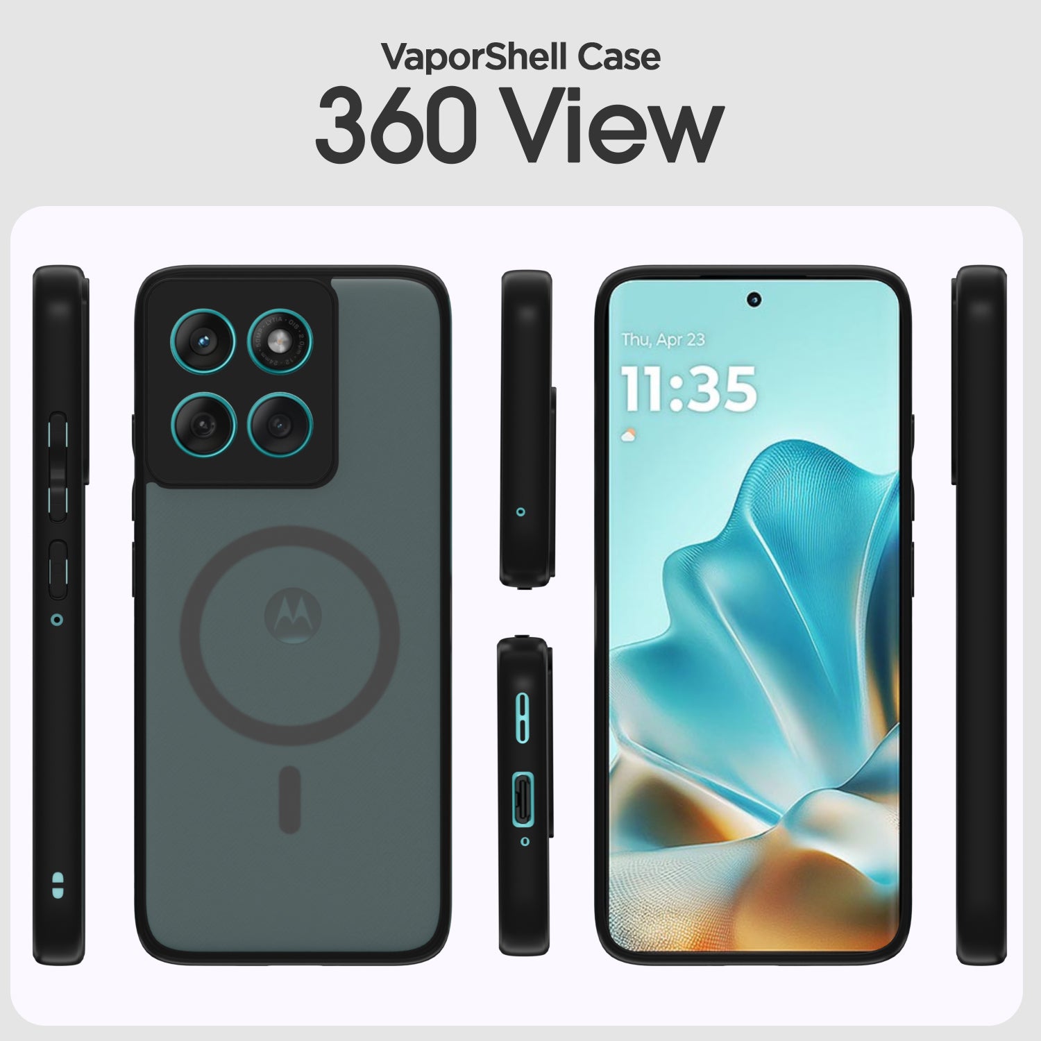 Pikkme Motorola Moto Edge 60 5G / Motorola Moto Edge 60 Fusion 5G Eagle 2 Mag-Safe Smoke Shockproof Hard Transparent Back Cover (Black)