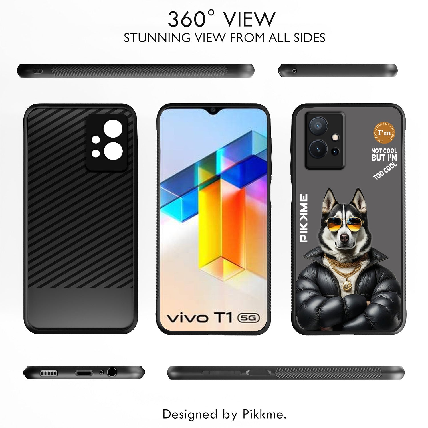 Pikkme Grey Dog Swag Vivo T1 5G Nim2 Back Cover (Design 02)