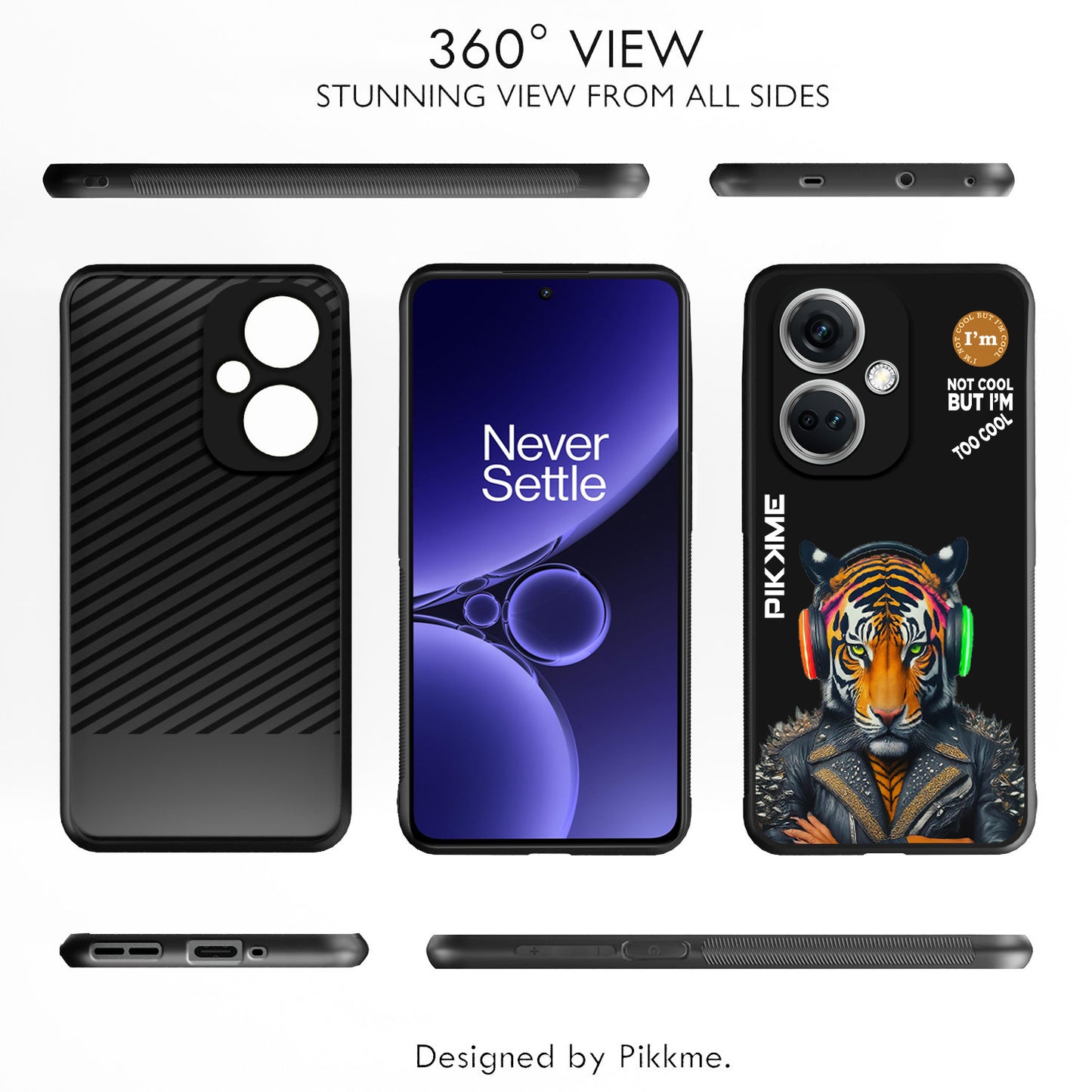 Pikkme Back Cover Pc Tpu + Printed Cool Funky Stylish Black Tiger Swag Raised Edges Camera Protection |Bumper Case For OnePlus Nord Ce 3 5G (Design 06)