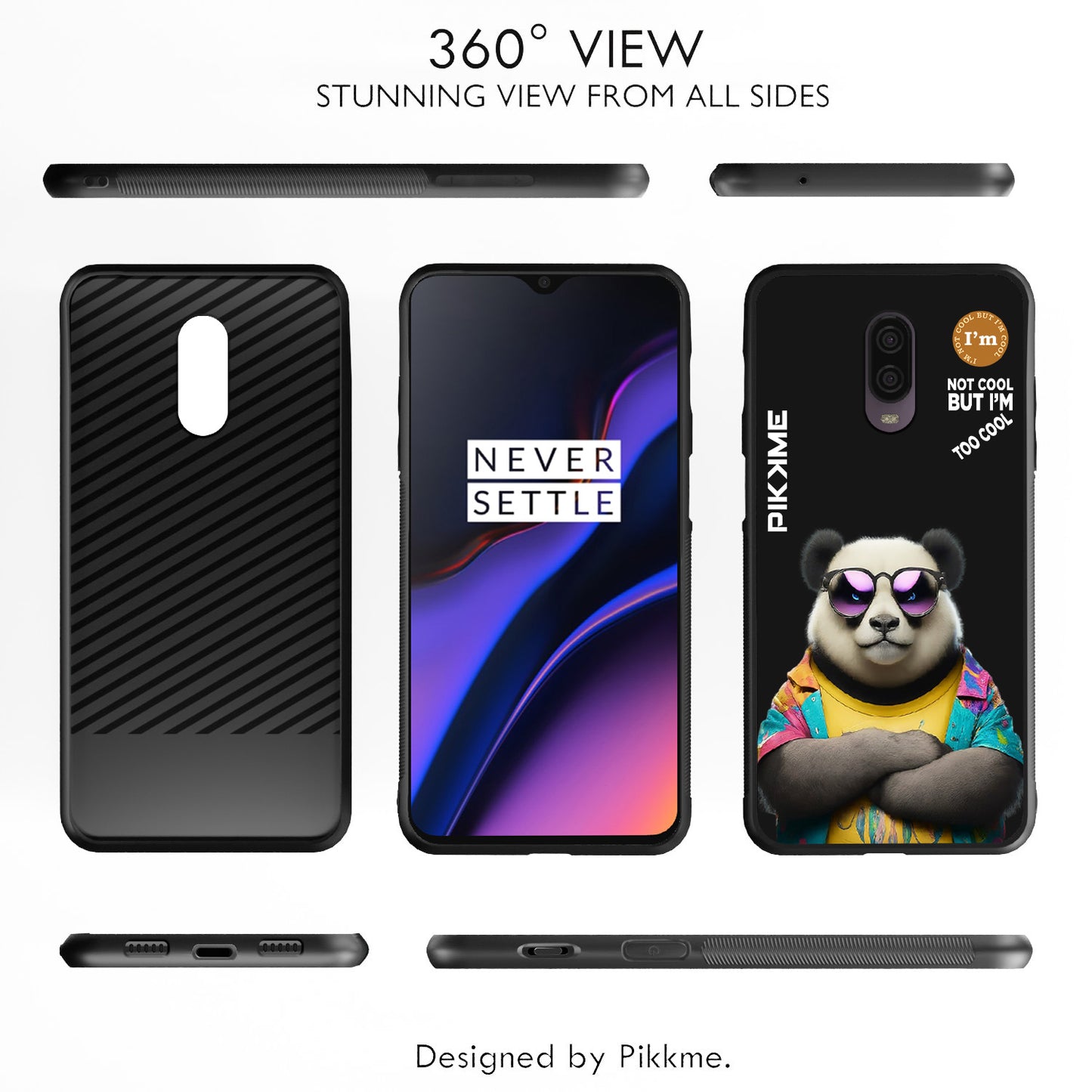 Pikkme Back Cover Pc Tpu + Printed Cool Funky Stylish Black Panda Swag Raised Edges Camera Protection |Bumper Case For OnePlus 6T (Design 05)