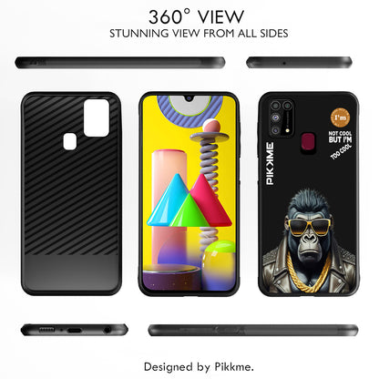 Pikkme Back Cover Pc Tpu + Printed Cool Funky Stylish Black Gorilla Swag Raised Edges Camera Protection |Bumper Case For Samsung Galaxy M31 (Design 07)