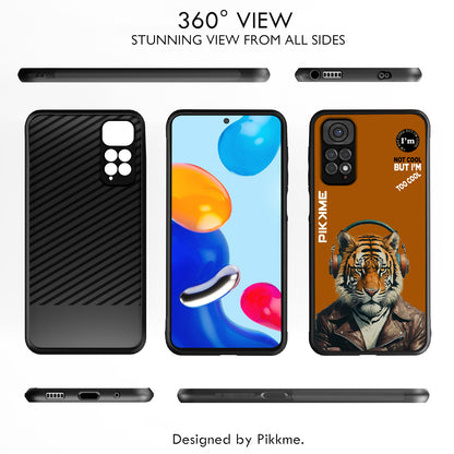 Pikkme Back Cover Pc Tpu + Printed Cool Funky Stylish Brown Tiger Swag Raised Edges Camera Protection |Bumper Case For Redmi Note 11 (Design 09)