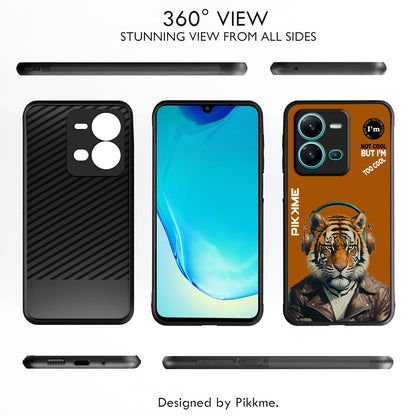 Pikkme Back Cover Pc Tpu + Printed Cool Funky Stylish Brown Tiger Swag Raised Edges Camera Protection |Bumper Case For Vivo V25 5G (Design 09)