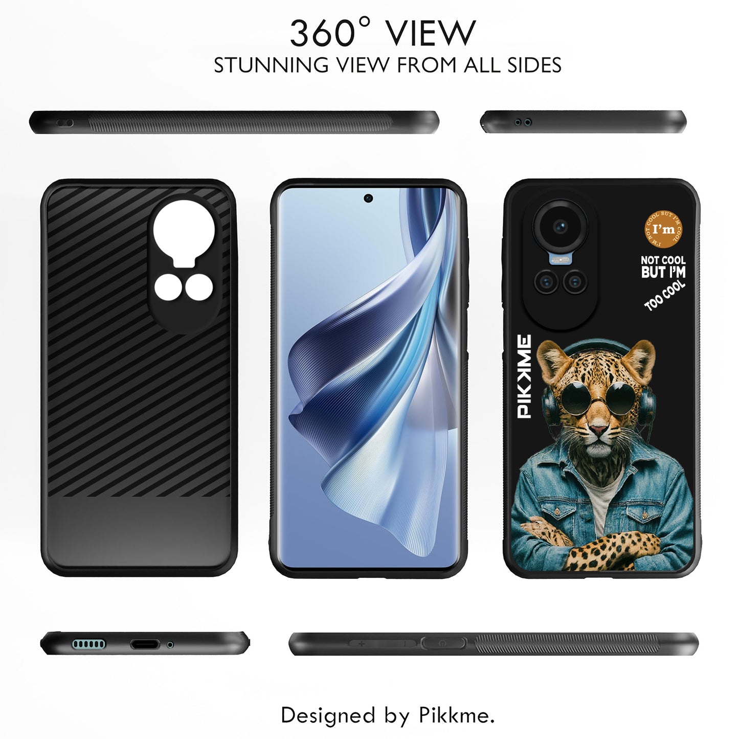 Pikkme Back Cover Pc Tpu + Printed Cool Funky Stylish Black Leopard Swag Raised Edges Camera Protection |Bumper Case For Oppo Reno 11 Pro 5G (Design 04)