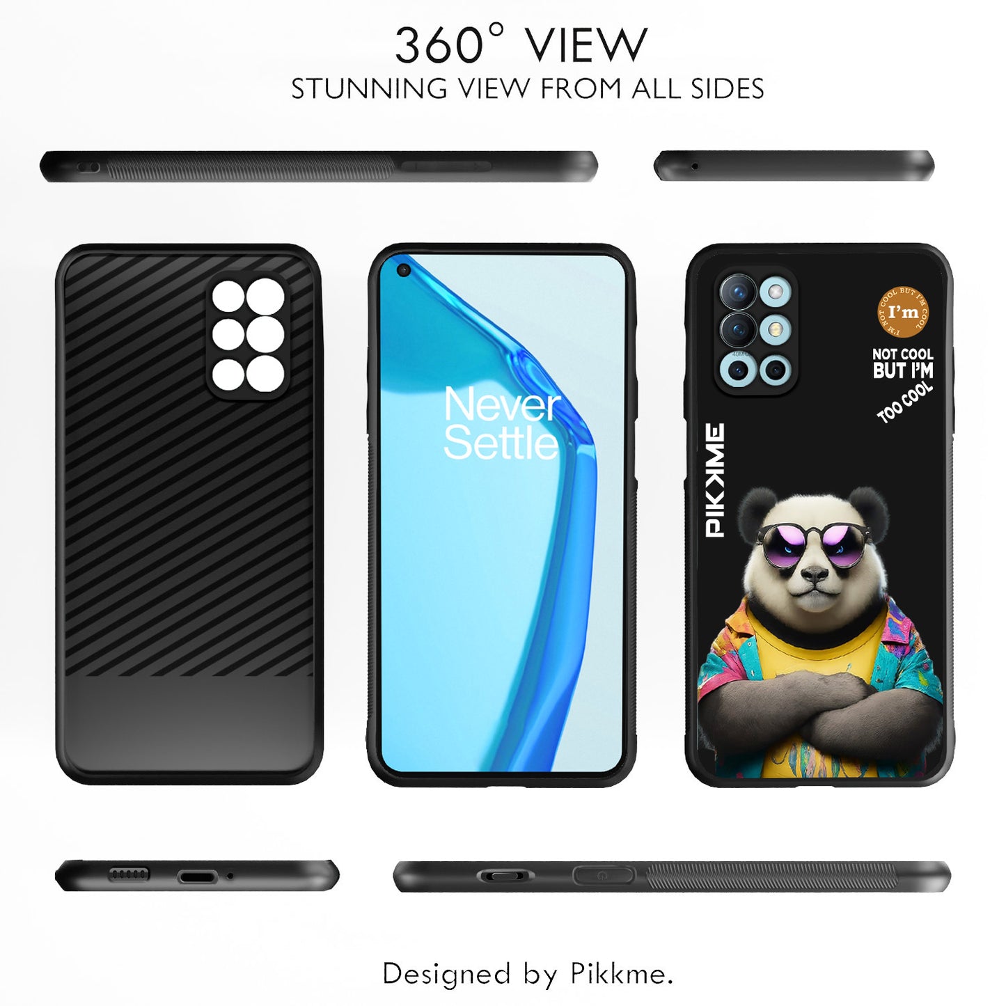 Pikkme Back Cover Pc Tpu + Printed Cool Funky Stylish Black Panda Swag Raised Edges Camera Protection |Bumper Case For OnePlus 9R (Design 05)